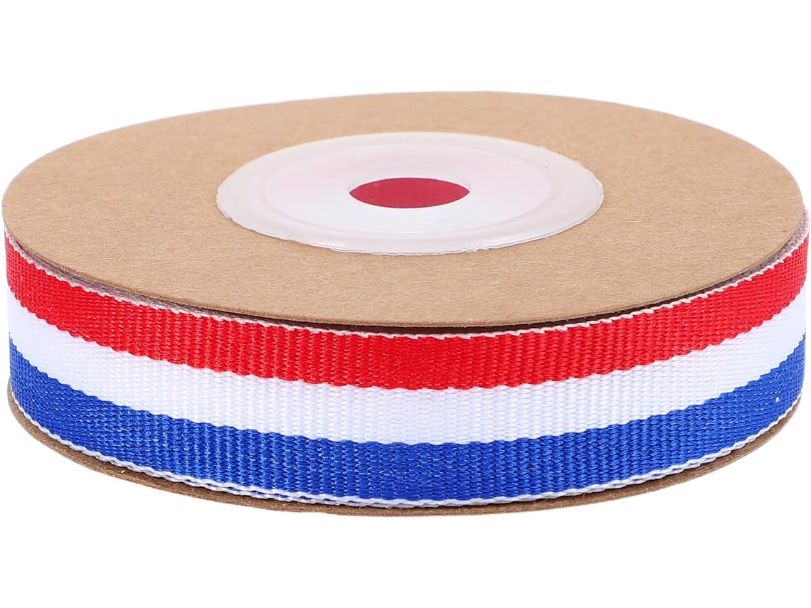 Fita de poliéster Hemobllo listrada tricolor para artesanato e presentes, durável e resistente ao desgaste, ideal para