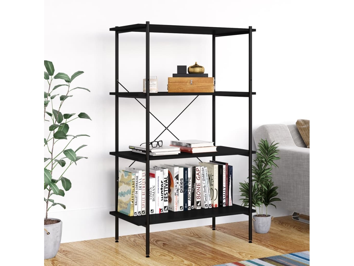 Vidaxl Unidade Com 4 Prateleiras 80x40x130 Cm Preto