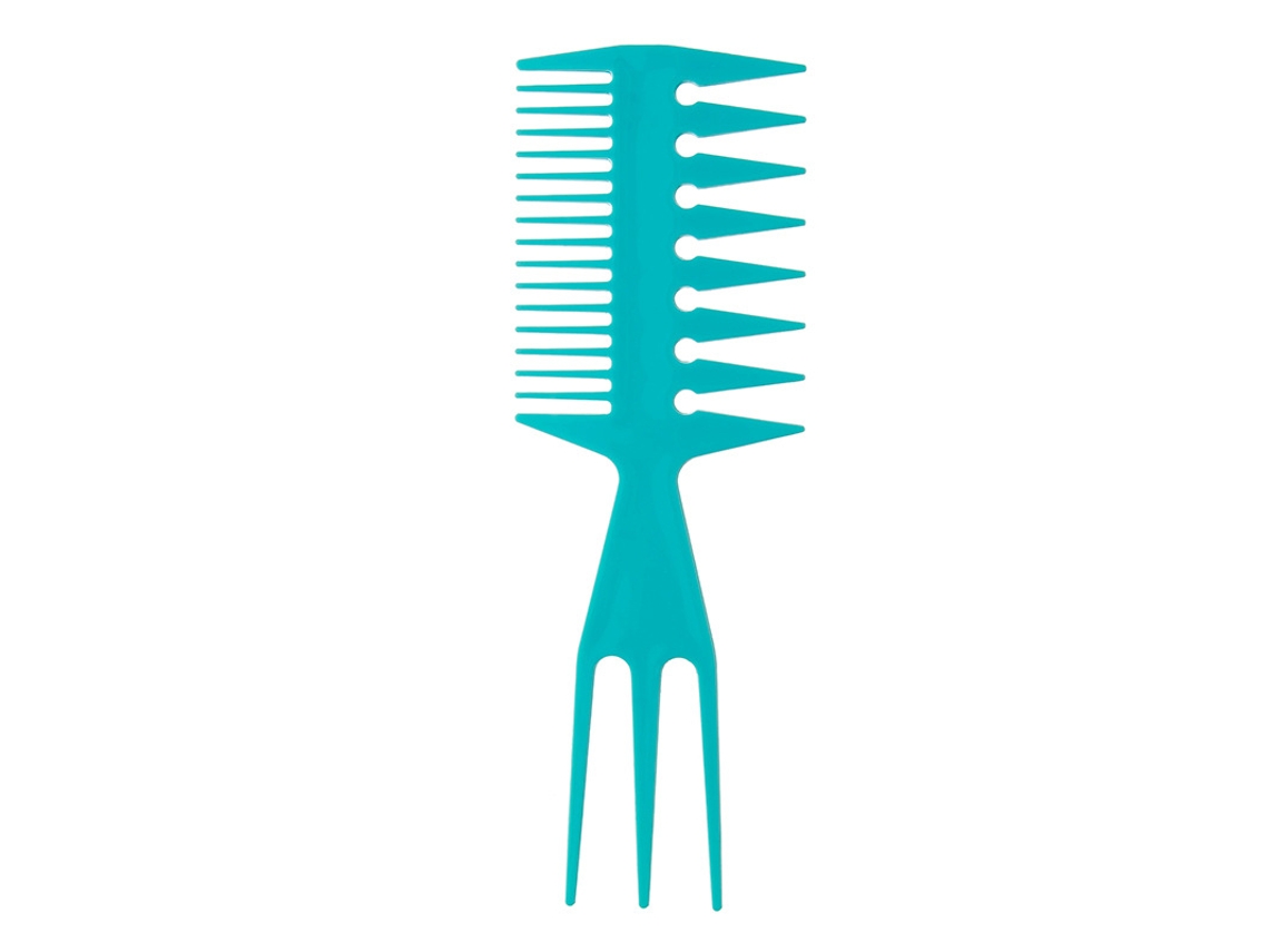 Pente Duplo 3 em 1 com Dentes Largos, Pente Cacheado Antiestático Feminino MDUG (azul)