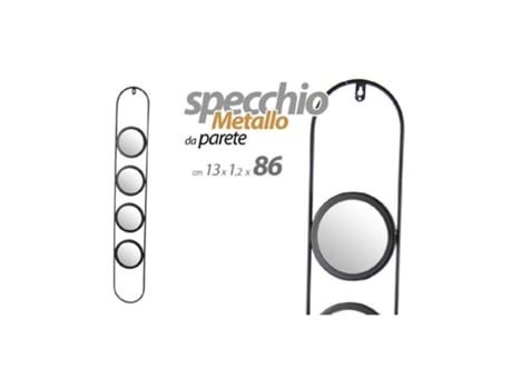 Espelho de parede de metal 4 lugares preto banheiro sala decorativa 13x1,2x86cm 818851