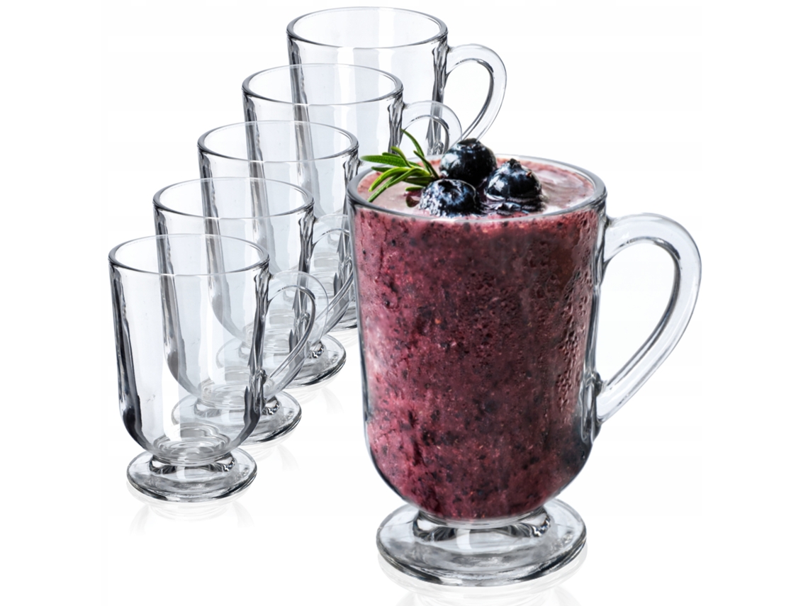 Copos de vidro para chá e café Kadax 300ml com alça, conjunto com 6