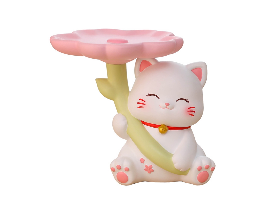 Bandeja de Armazenamento com Estátua de Gato Resina para Entrada | S/MARCA
