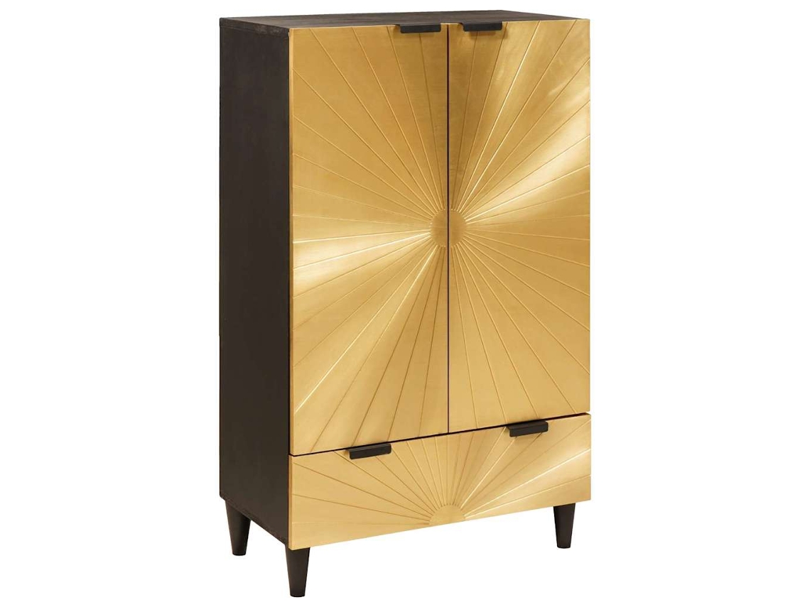 Vidaxl Armário Lateral Preto E Ouro 60 X 33,5 X 100 Cm