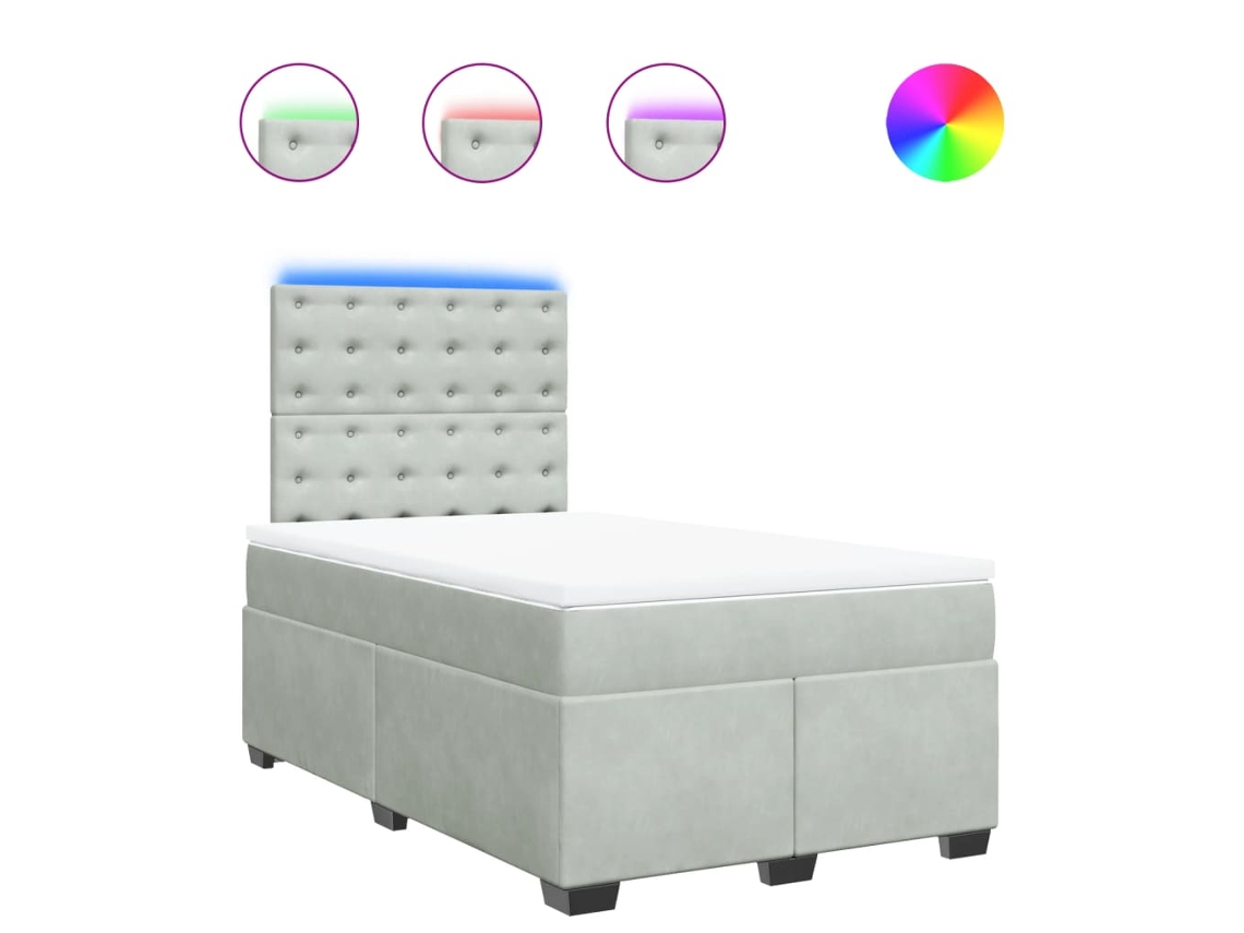 Box Spring Bed, Box Spring Beds Vidaxl Cinzeto Veludo (120 X 190 Cm)