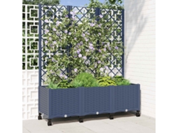 Vidaxl Vaso De Jardim Com Treliça E Rodas Cinza Azul 120 X 40 X 146 Cm