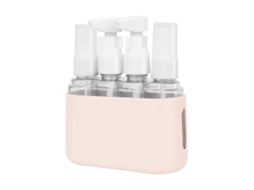 Conjunto De Garrafas De Viagem 4 Em 1, Garrafas Plásticas Recarregáveis À Prova De Vazamento Para Shampoo Condicionador Loção Líquidos Bege