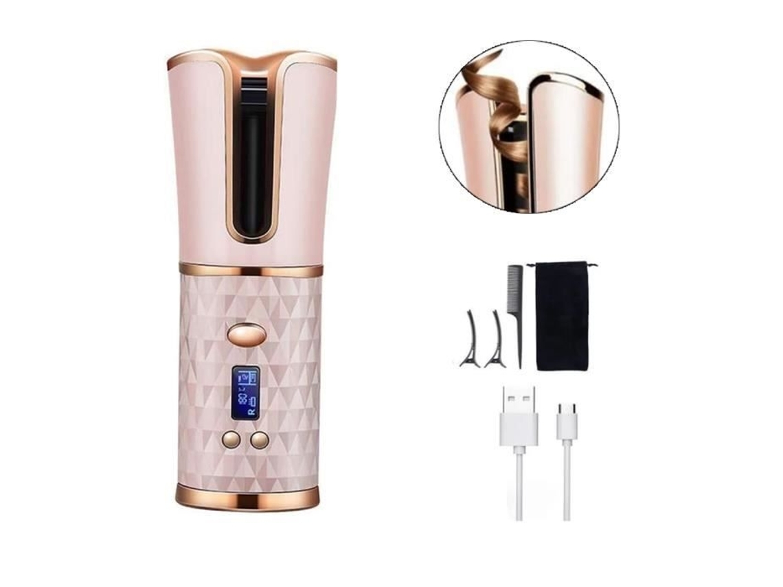 Modelador De Cachos Sem Fio, Aquecedor De Cerâmica Turmalina, Visor Digital Led, Cinza