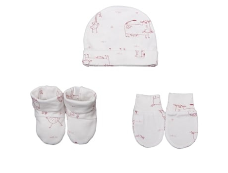 Conjunto de Gorro, Luvas e Pantufas para Bebé BLANC AVENUE BÉBÉ 3 meses (Algodão - Rosa)