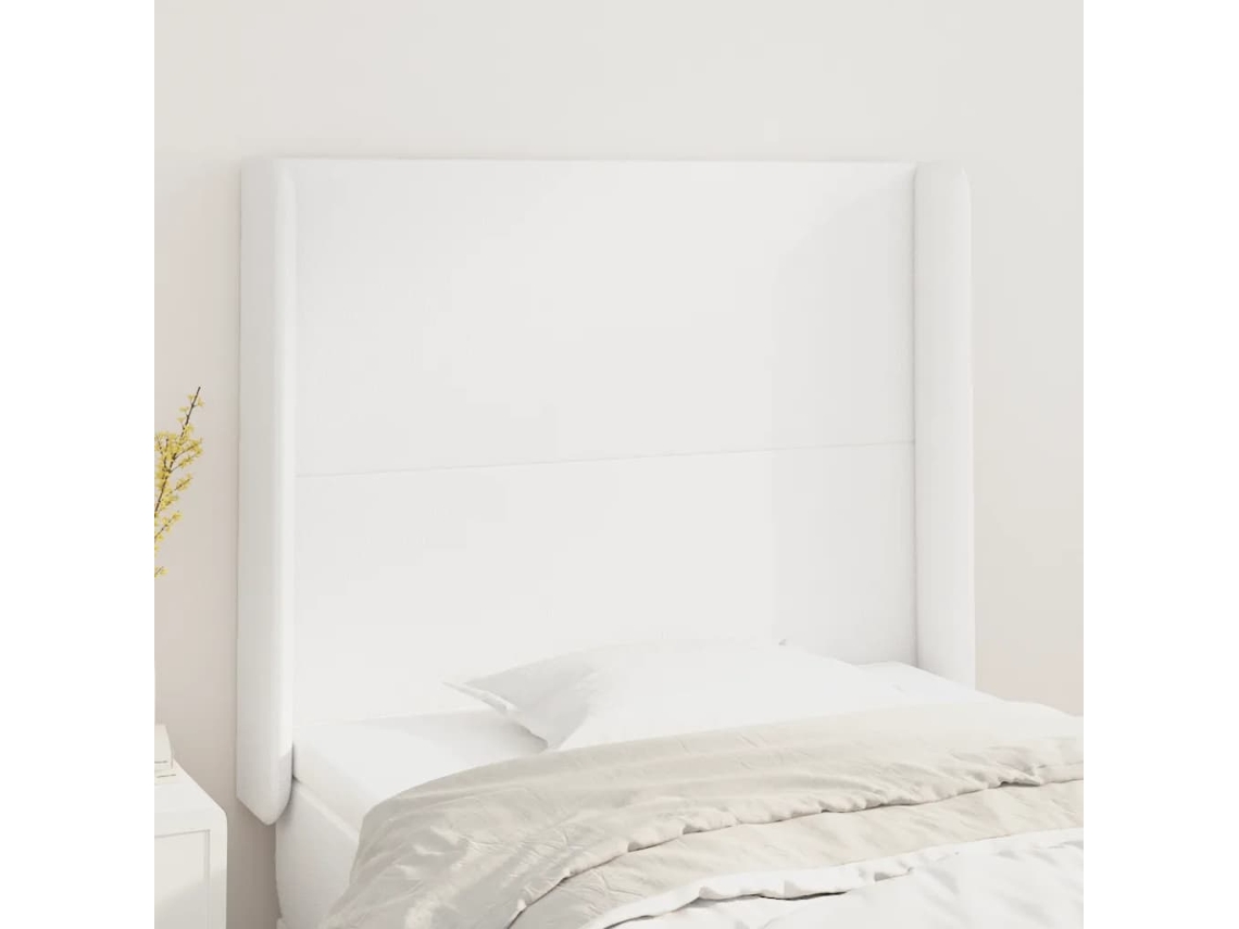 Vidaxl Cabeceira Cama C/ Abas Couro Artificial 103x16x118/128cm Branco