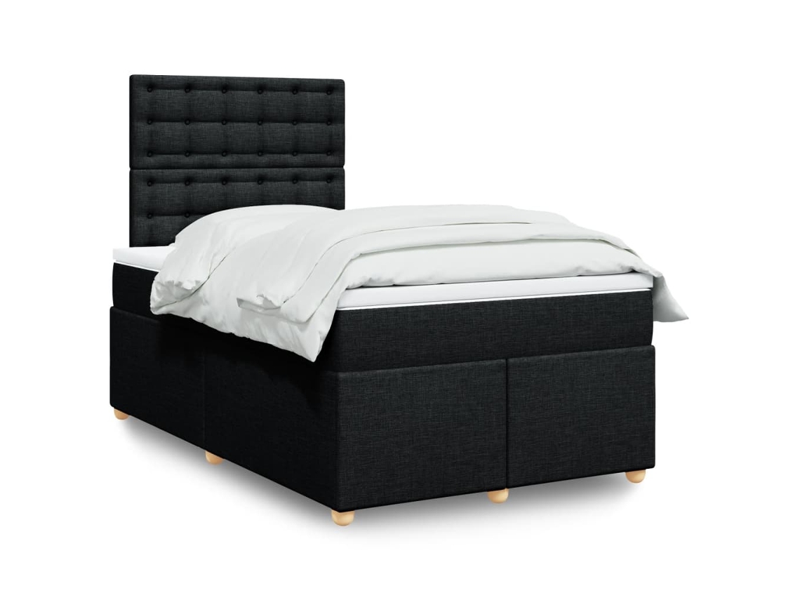 Cama Boxspring Com Colchão 120x190 Cm Tecido Preto