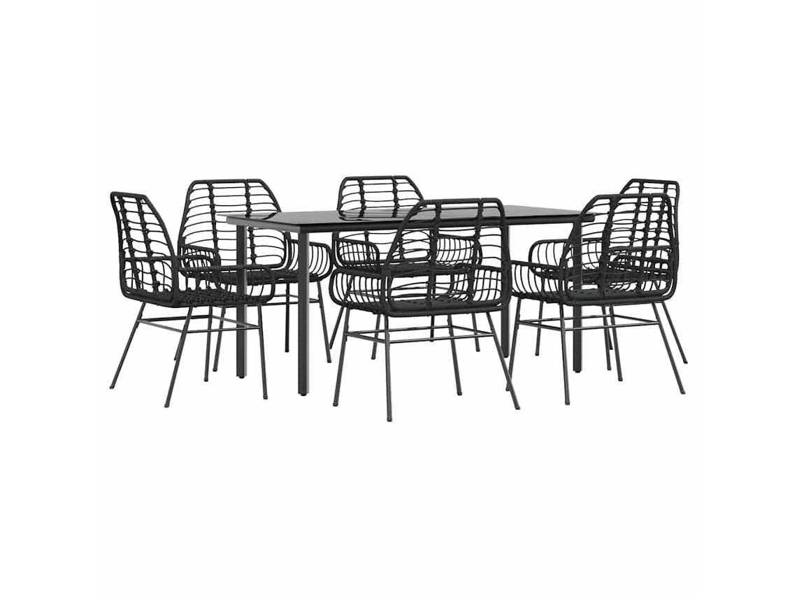 Garden Dining Set, Garden Dining Sets Vidaxl Preto Rattan / Vime (160 X 80 X 74 Cm)