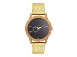 Relógio de pulso analógico de quartzo com pulseira de malha casual para mulheres e homens (dourado)