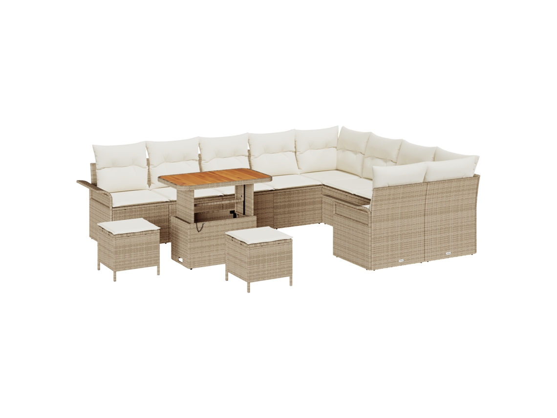 Conjunto 12 Móveis De Jardim Vidaxl Bege Vime Pe (297.4 X 234 X 85 Cm)