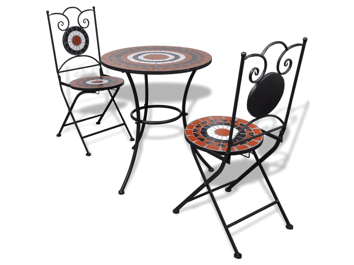 Conjunto 3 Mobiliario de jardim VIDAXL Marrom Cerâmica