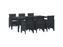Vidaxl Conjunto De Jantar Para Jardim 7 Unid. Antracite Polipropileno