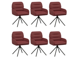 Conjunto 6 Cadeira De Jantar Giratória Vidaxl Vermelho Couro Sintético (59 X 59,5 X 90 Cm)
