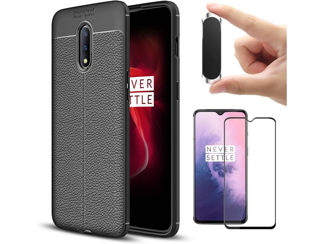 Kit Capa, Película e Suporte Magnético OnePlus 7 Rugged Leather Cinzento