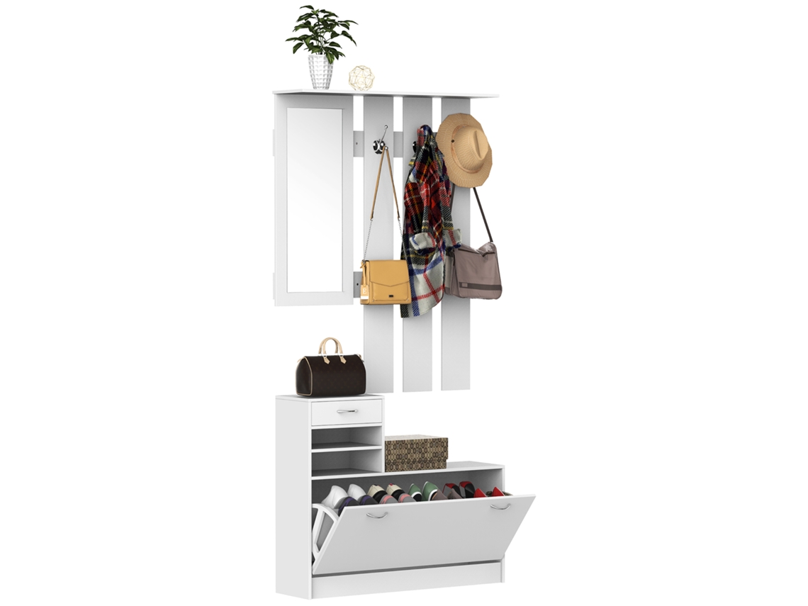 Conjunto De Móveis Para Hall, Cor Branco, Para Corredor E Entrada