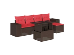 Conjunto de Sofá de Jardim, 6 Peças, Almofadas, Rattan Preto MAISON EXCLUSIVE