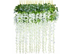 Flores Artificiais, Casa, Cada Ramo Tem 110 Cm de Comprimento, Seda, 12 Unidades, Branco Leitoso AQUAFORGE