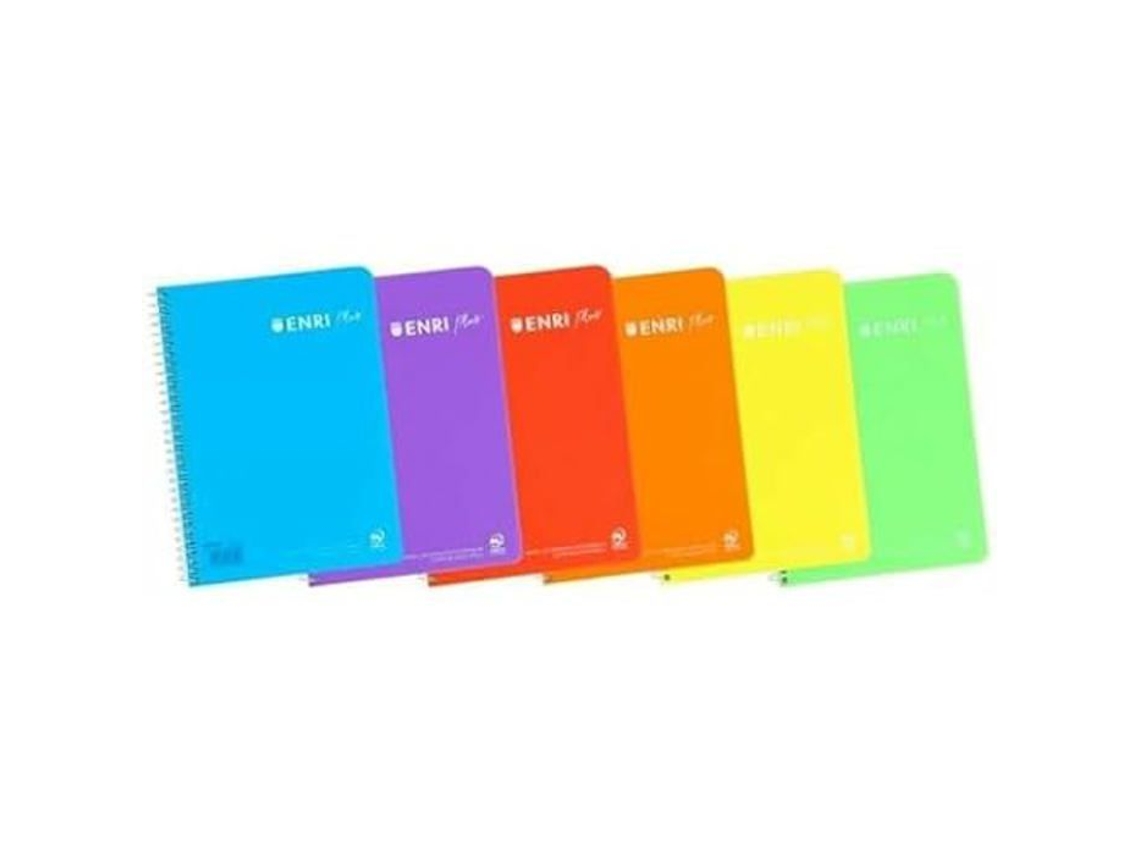 Caderno Enri Multicolorido A4 80 Páginas Regular Reto Brilvibera