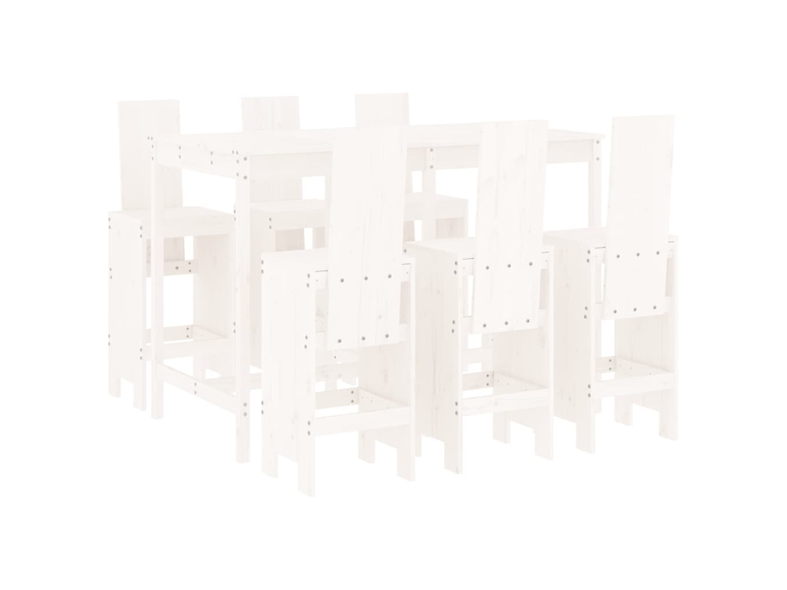 7 Pcs Conjunto de Bar para Jardim Pinho Maciço Branco MAISON EXCLUSIVE