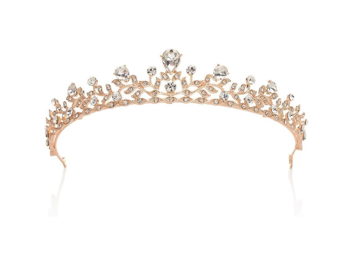 Tiara De Princesa Com Cristais E Rhinestones De Ouro Rosa Para Casamento, Festa E Ocasiões Especiais