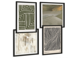 Composição De Quadros Padrões Vegetais Minimalistas Espelharte (4 Peças)