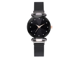 Relógio de Pulso Feminino com Pulseira de Liga Estilo Moderno e Movimento de Quartzo Preto