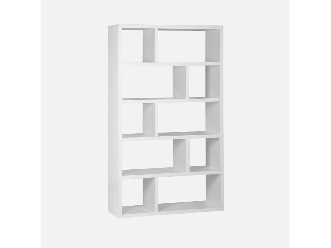 Estante Assimétrica De 5 Níveis Com 10 Compartimentos, Branco