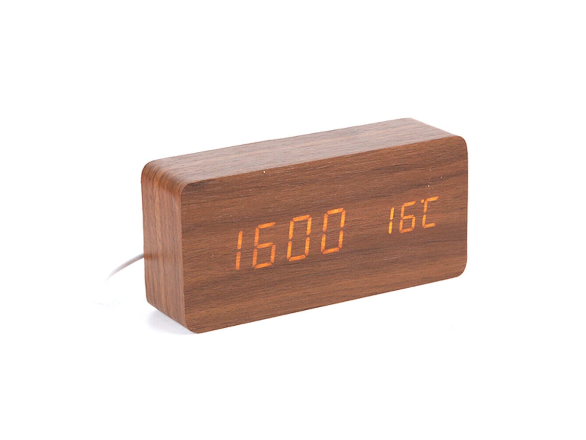 AIAIDIDIY Relógio Digital Led De Madeira, Temperatura, Data, Snooze, Alarme Usb, Mesa