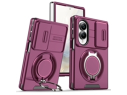 Capa Para Galaxy Z Fold 8 Ultra Com Câmara Deslizante, Resistente A Impactos E Com Suporte Giratório De 360° Rosa Choque Hexinyigjly