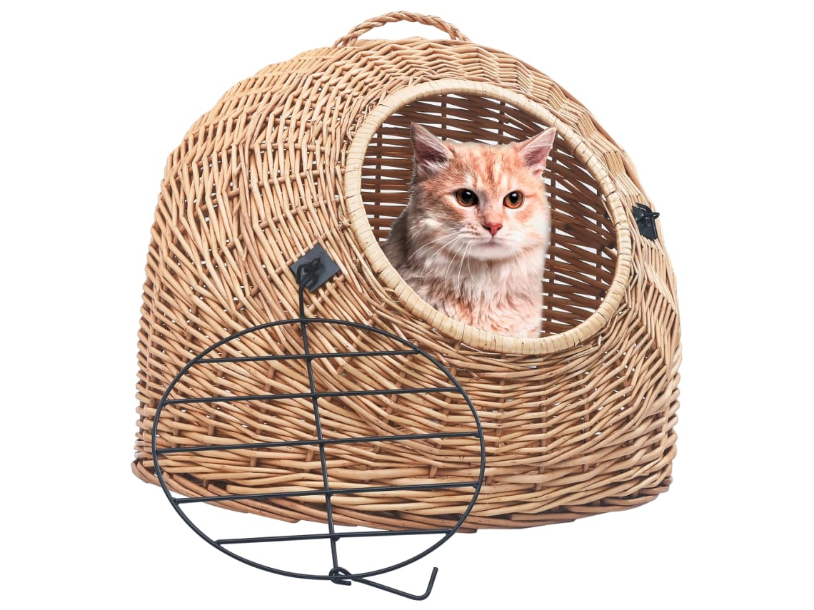 Vidaxl Transportadora P/ Gatos 60x45x45 Cm Salgueiro Natural