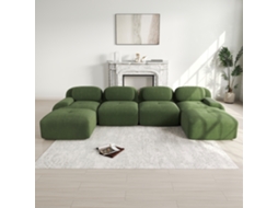 Sofá L em veludo cotelê com 2 pessoas e chaise S/MARCA