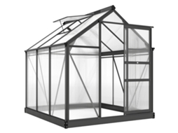 Estufa De Jardim De Policarbonato, 3,65m², 190 X 192 X 201 Cm, Base De Calhas Reforçadas, Resistente A Uv, Cinza, Envio Rápido
