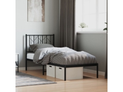 Vidaxl Estrutura De Cama Metal S/ Colchão C/ Cabeceira 75x190 Cm Preto