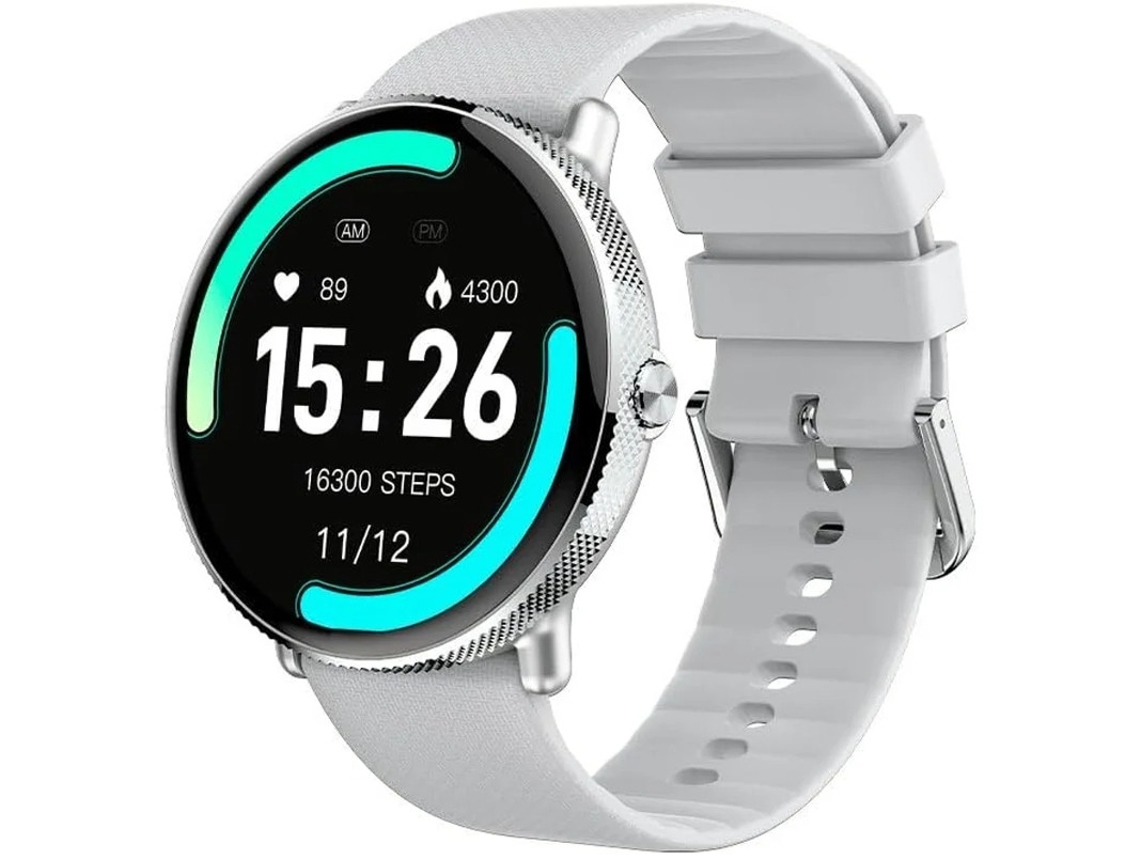 Smartwatch Tela Amoled Forever Silicone Cinza Chamadas Saúde Esportes Prata Bestvite