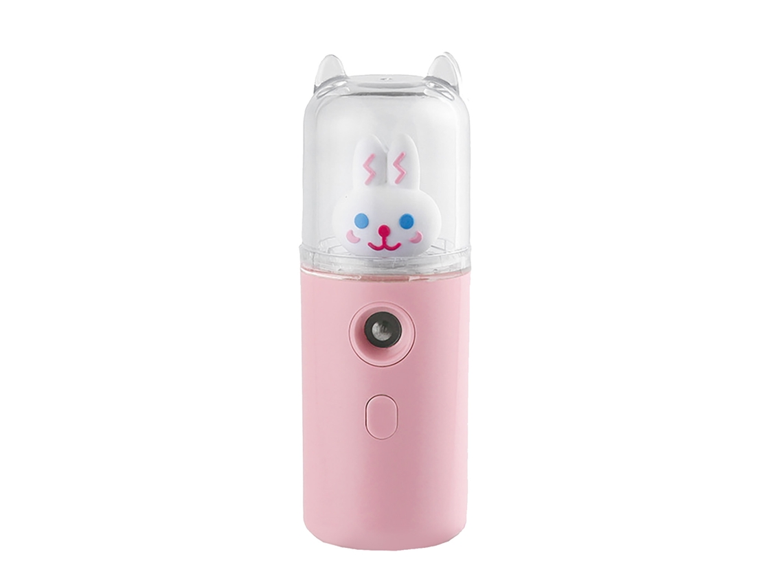 Spray Facial 30ml Recarregável Usb Mini Umidificador Rostro Hidratante Com Luz Colorida Rosa