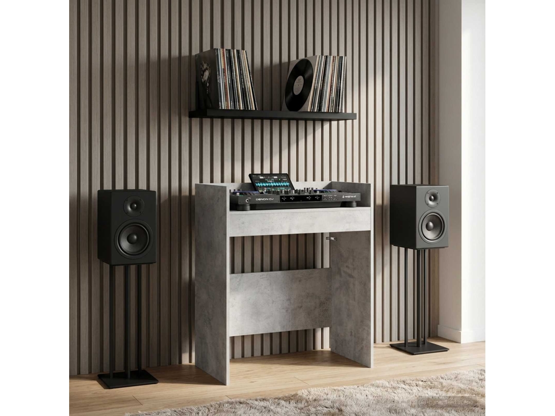 Vidaxl Mesa De Dj Cinzento Cimento 102 X 45 X 102 Cm