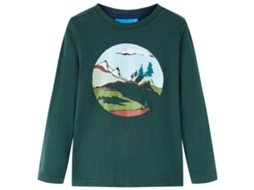 T-shirt De Manga Comprida Para Criança Verde-escuro 92