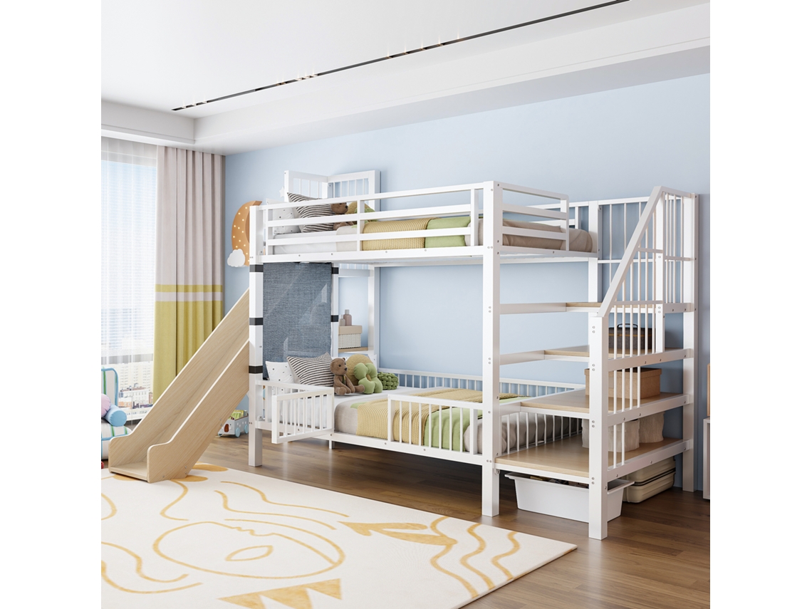 Beliche Metal Branco 90x200 Escorregador Escada Armazenamento Economiza Espaço