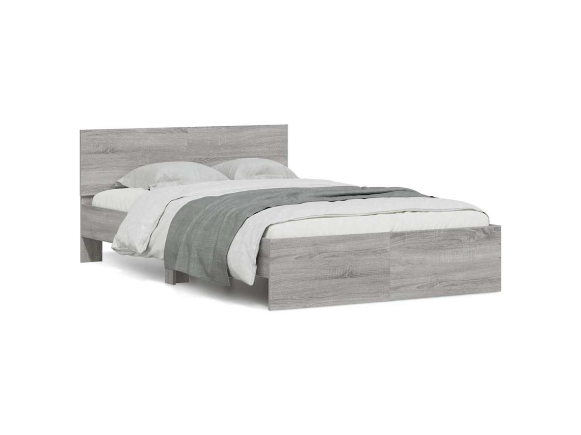 Vidaxl Estrutura Cama C/ Cabeceira/luzes Led 120x200cm Cinzento Sonoma