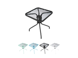 Mesa De Cristal 60x60x70 Cm Cuadrada Con Base Metálica Resistente - Ideal Para Terraza, Jardín O Balcón Negro