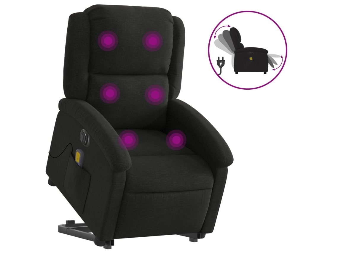 Electric Stand Up Massage Recliner Chair, Electric Stand Up Massage Recliner Chairs Vidaxl Preto Tecido