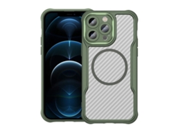 Capa Transparente Para Iphone 12 Pro Max - Textura De Fibra De Carbono - Magsafe