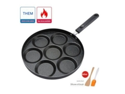 Fritadeira Antiaderente Para Ovos Com Capacidade Para 7 Xícaras, Ideal Para Omeletes E Mini Panquecas, Acompanha Espátula E Pincel De Madeira.