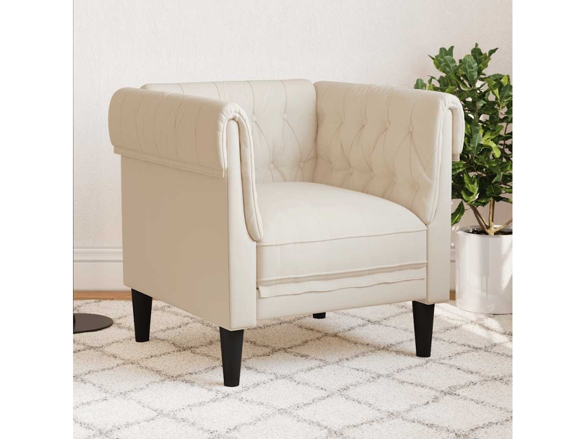 Vidaxl Poltrona Chesterfield Linho