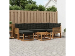 Vidaxl Conjunto De Sofás Para Exterior 7 Pcs Natural E Preto