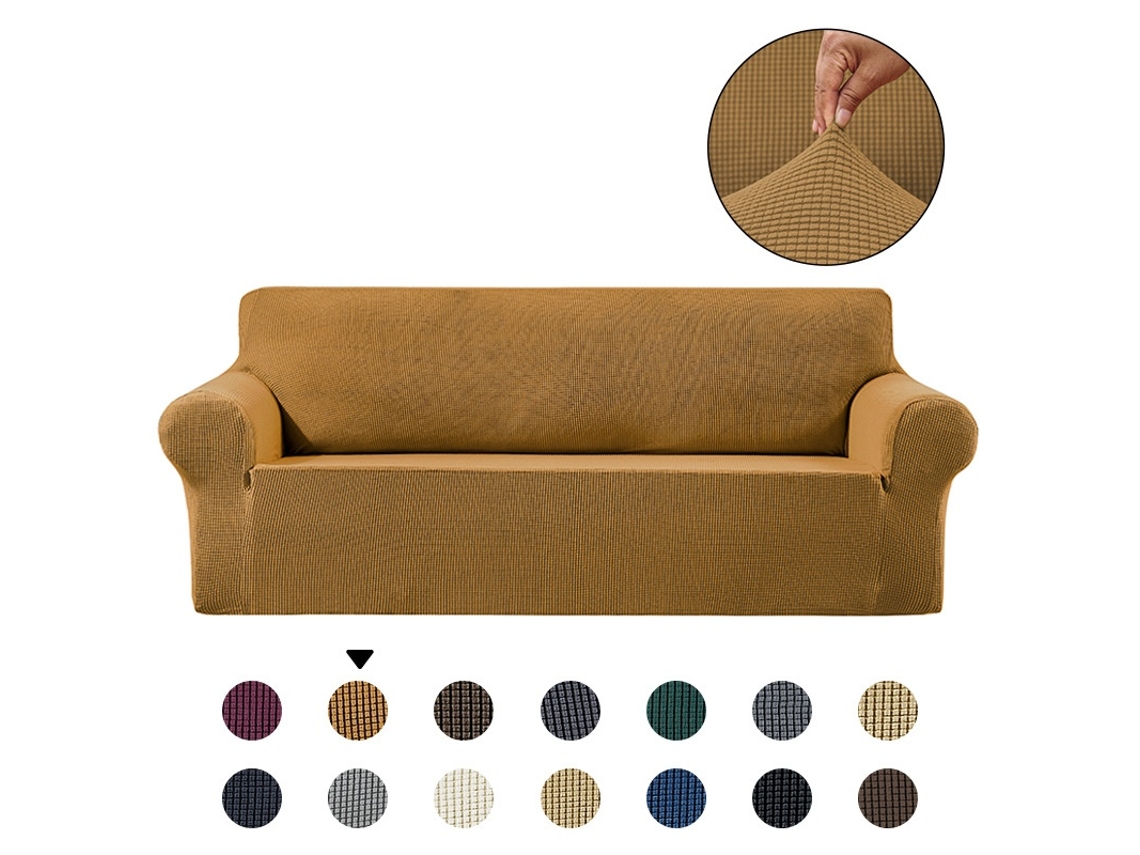 Capa Elástica Para Sofá Jacquard Ouro (adequada Para Comprimentos De 140 180 Cm) Elysve