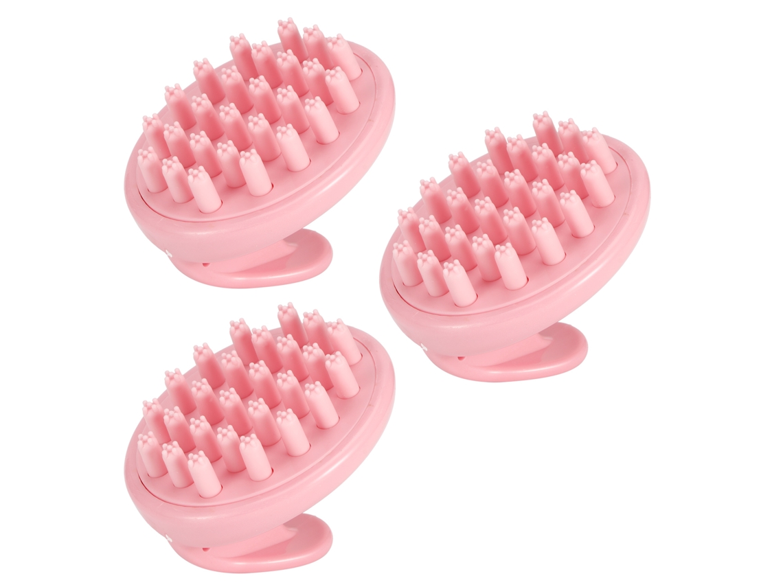 Escova De Massagem Capilar Rosa Lavagem Cabelo 3 Unidades
